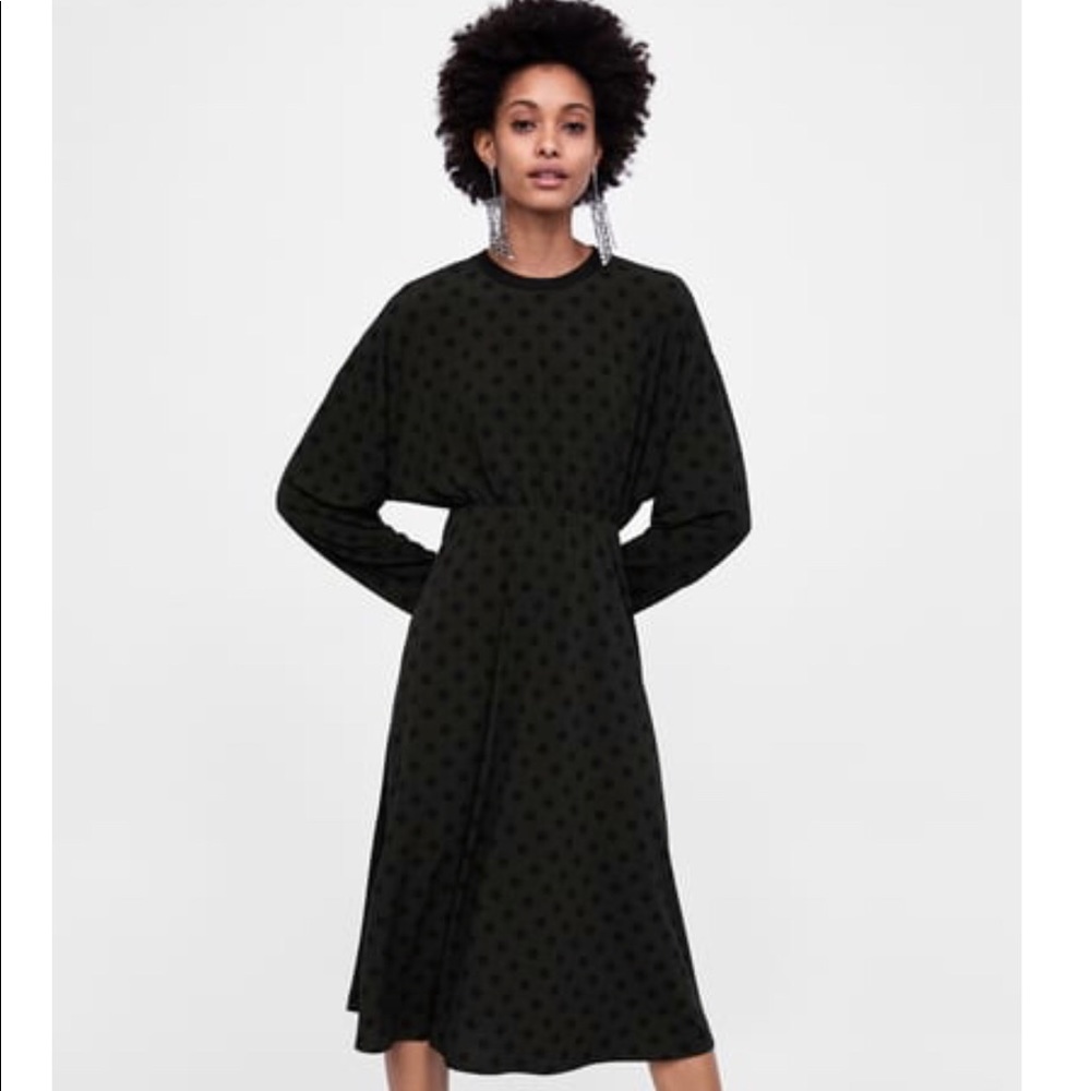 Black and green polka dot dress